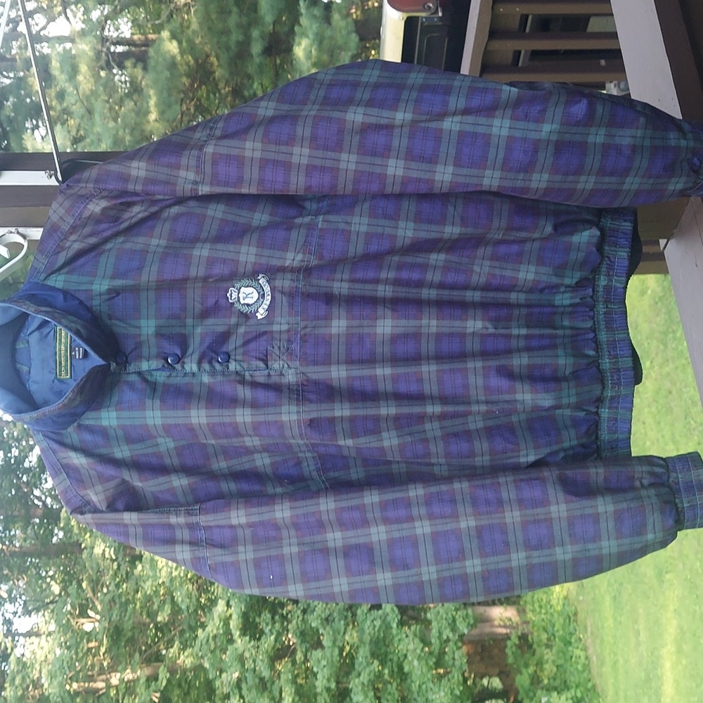 Sun Mountain Sports KENWOOD CC Mens 1/4 Snap Green Purple Plaid GOLF Jacket SZ L